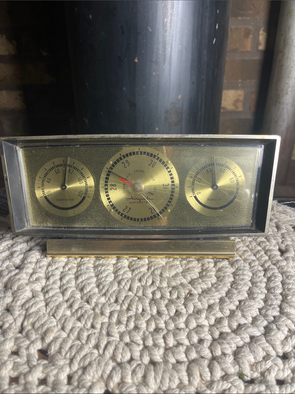Vintage Airguide Brass Tone Desk Weather Station Wall Decor